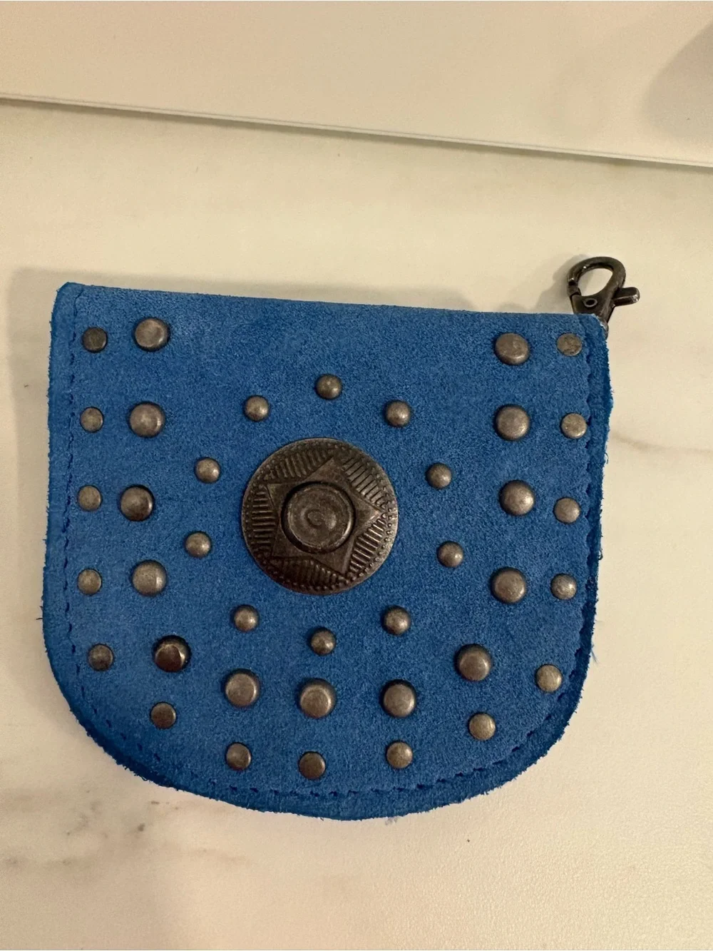 Free People Blue Studded Suede Wallet or Purse Charm